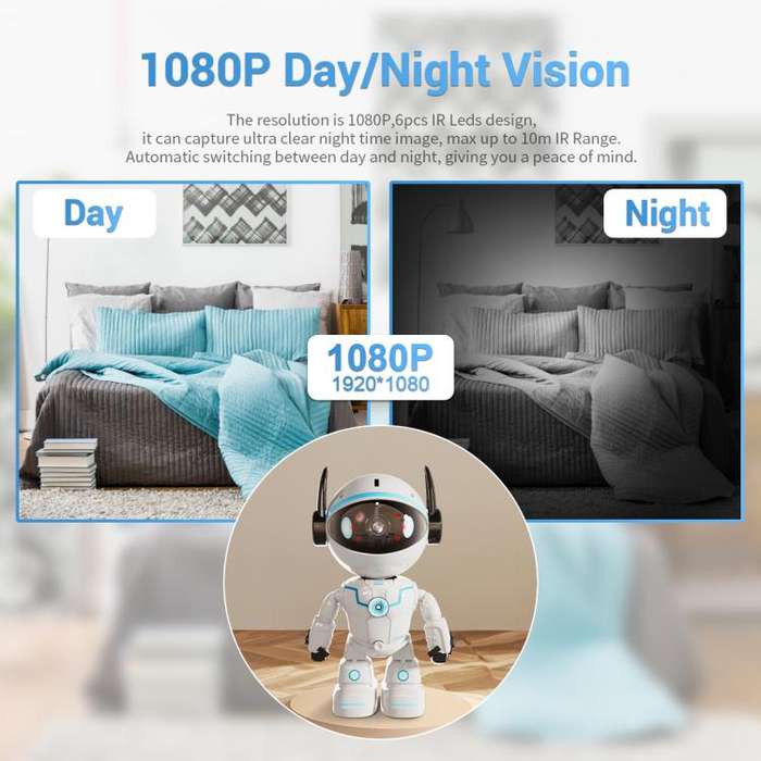 ESCAM PT205 5G WiFi Smart Robot Wireless AI Automatic Tracking Camera, Two Way Audio / Night Ners...
