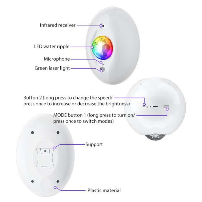 Remote Control Elliptical Starry Projection Lamp Atmosphere Light, Basic Version, Bluetooth Version