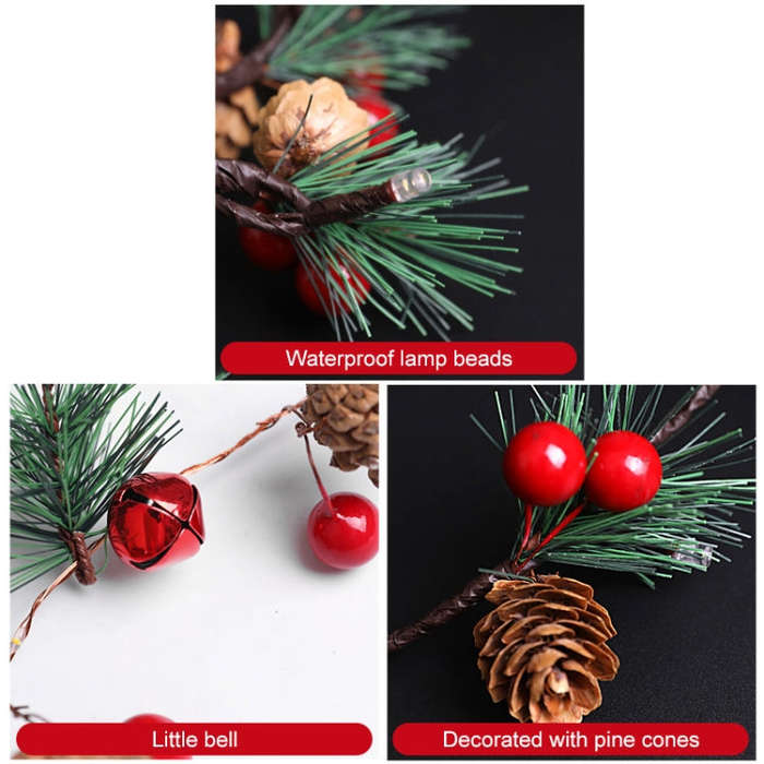 Christmas Pine Needles Colorful Light String Lamp  Length: 2m, 2m Pine Cone