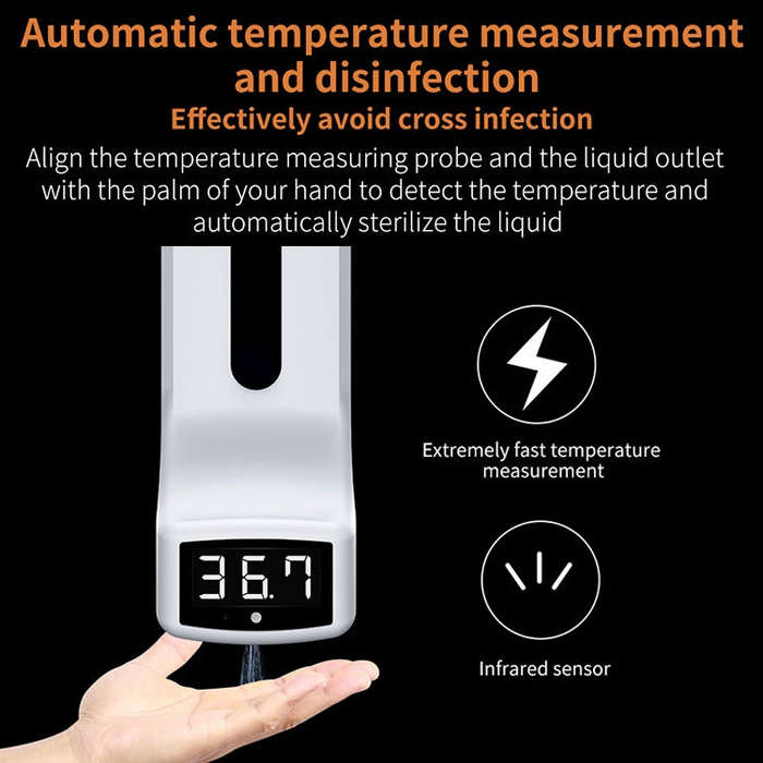 K9 Handsfree Non-contact Body Light-sensitive Distance Sensor Thermometer + 1000ml Automatic Non-...