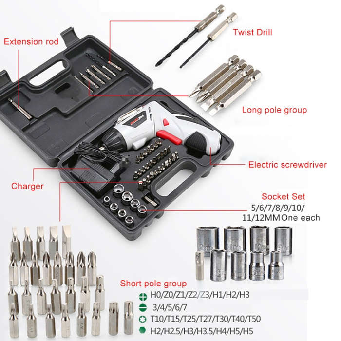 4.8V Multi-functional Household Electric Screwdriver Electric Drill Electric Screwdriver Set US P...