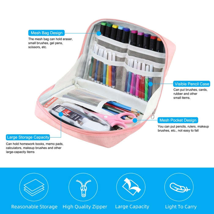 FunAdd Large-capacity Pencil Case Storage Organizer Canvas Cosmetic Bag, Size: 230 x 170 x 75mm