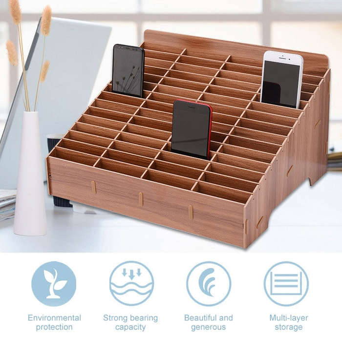 Wooden Multi-cell Mobile Phone Film Stand Desktop Display Rack, 30 Grids, Size: 31.5x23.5x18.5cm,...