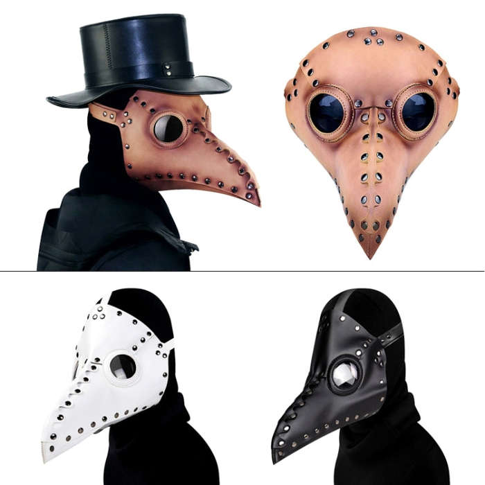 HG65005 Halloween Dress Up Props Rivets Beak Shape Mask, Rivets Brown, Rivets Black, Rivets White