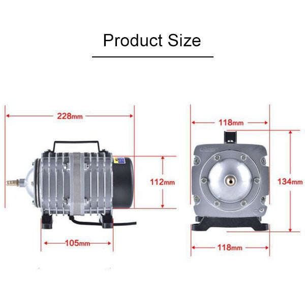 ACO-006 80W 88L/Min Electromagnetic Air Pump Compressor Seafood Fish Tank Increase Oxygen Air Flo...