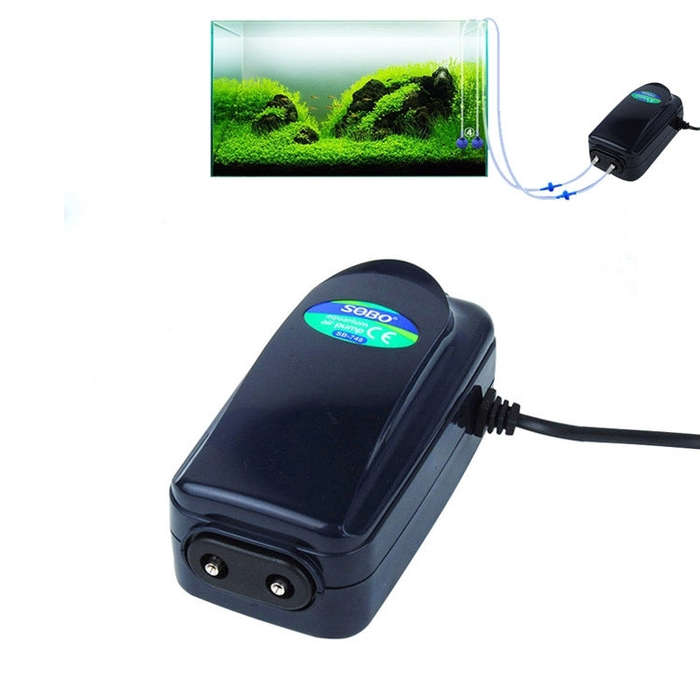 SOBO SB-748 8W Double Outlets Adjustable Flow Silent Aquarium Air Pump Fish Tank Oxygen Air Pump,...