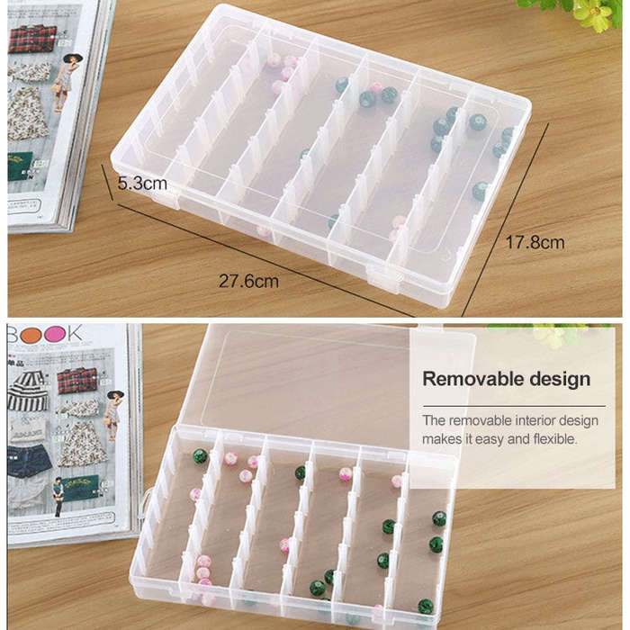 Plastic Organizer Container Storage Box Removable Grid Compartment for Jewelry Earring Fishing Ho...