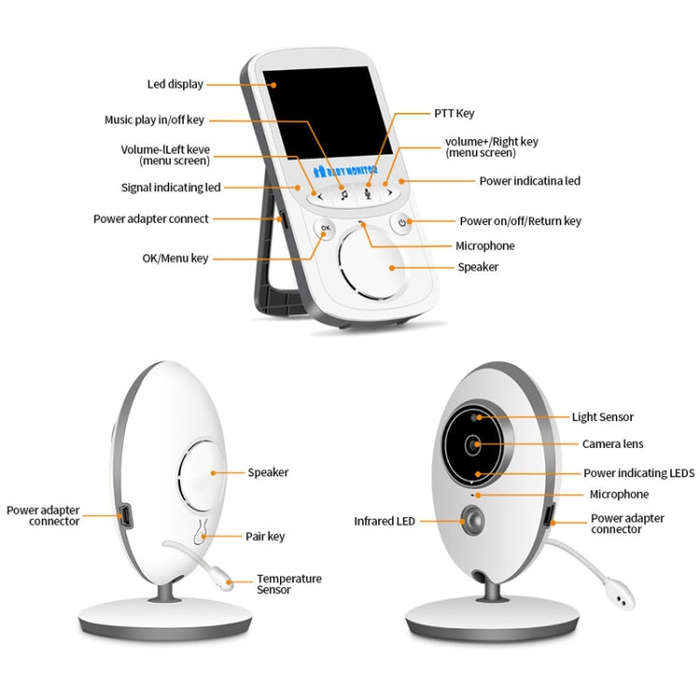 VB605 2.4 inch LCD 2.4GHz Wireless Surveillance Camera Baby Monitor, Support Two Way Talk Back, N...