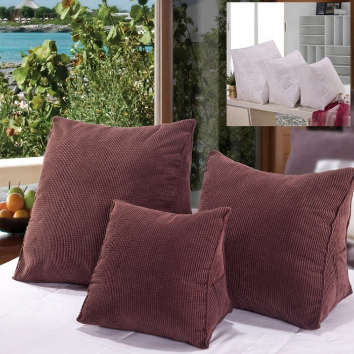 Three-dimensional Triangular Wedge Tatami Cushion Bed Backrest Waist Support Pillow with Interior...