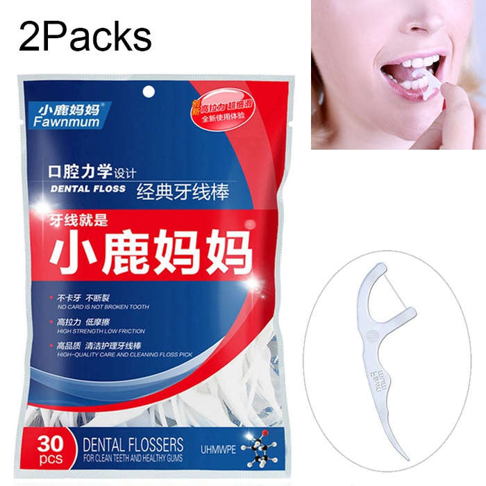 2 Packs Fawnmum Ultra-fine Safety Dental Floss Stick Toothpick Thread Portable Dental Floss Bag, ...