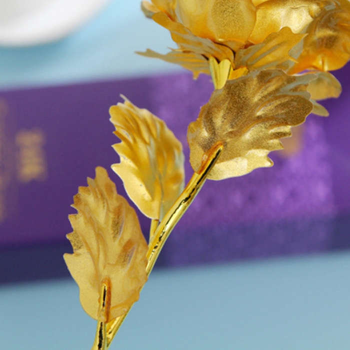 24K Golden Foil Plated Decoration Rose Artificial Flower, Random Color Delivery, 24K Golden Foil ...