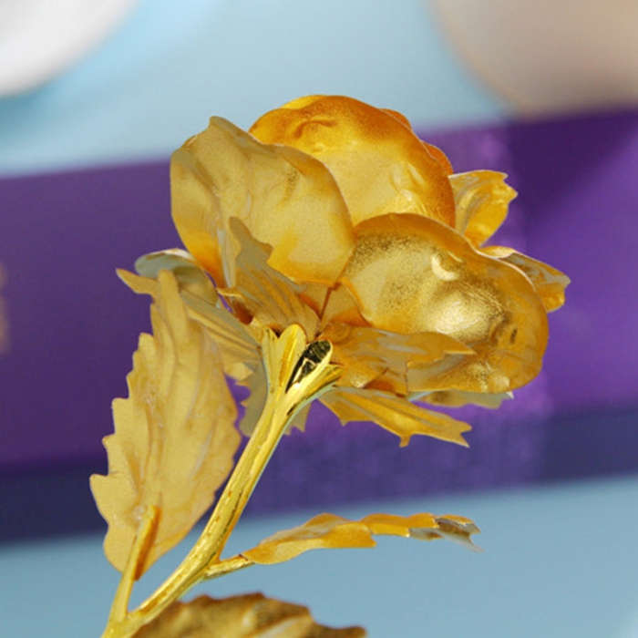 24K Golden Foil Plated Decoration Rose Artificial Flower, Random Color Delivery, 24K Golden Foil ...