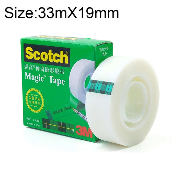 Scotch 810 Magic Invisible Tape Transparent Writing Repair Traceless Copying Tape, Size: 33m x 19...