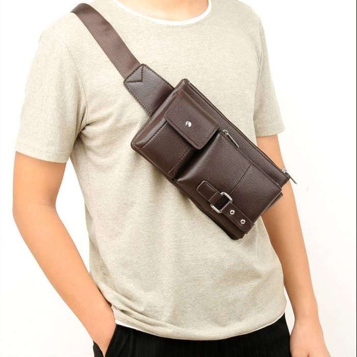 Universal Outdoor Men Shoulder Messenger Bags Retro Men Waist Bag, Size: S (24.5cm x 13cm x 1cm)