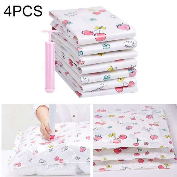 4PCS Space Saving Candy Color Pattern Vacuum Storage Bag, Explosion-proof Thinken Quilts Clothing...