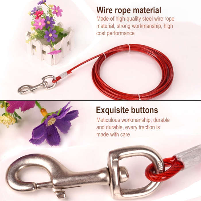 Double-end Steel Wire Rope Pet Dogs 2 in 1 Traction Rope Pet Walking Leads With Handle, Length: 5...