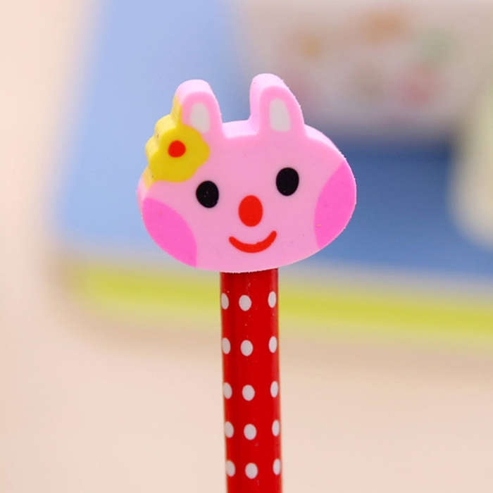 10pcs Creative Stationery Cartoon Animals Series Wooden HB Pencil with Eraser Children Pencils Fo...
