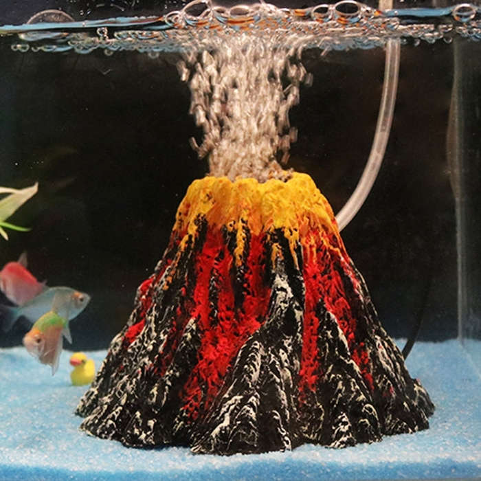 Artificial Tree Plant Grass Fish Tank Decoration Volcano Rock Landscape, Creative Rockery Resin O...