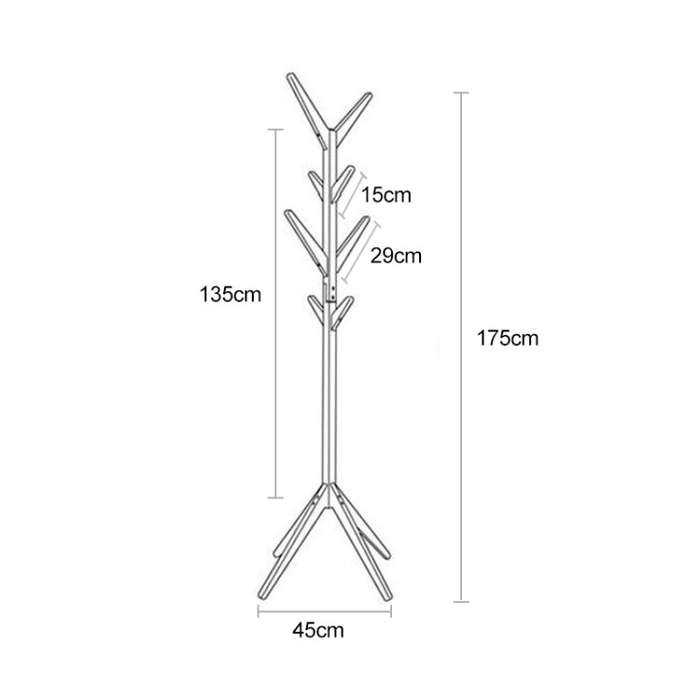 Creative Tree-shaped Solid Wood Floor Hatstand Clothes Hanging Rack,Size: 175x45x45cm, 175x45x45c...