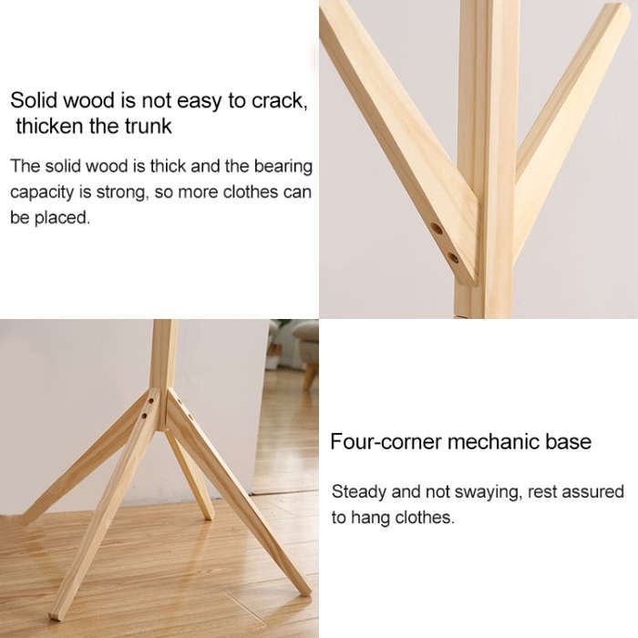 Creative Tree-shaped Solid Wood Floor Hatstand Clothes Hanging Rack,Size: 175x45x45cm, 175x45x45c...