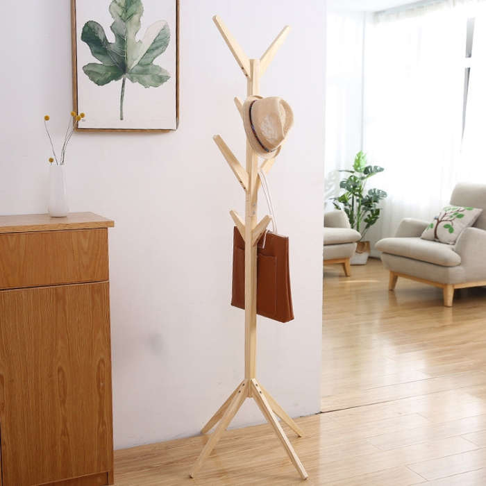 Creative Tree-shaped Solid Wood Floor Hatstand Clothes Hanging Rack,Size: 175x45x45cm, 175x45x45c...