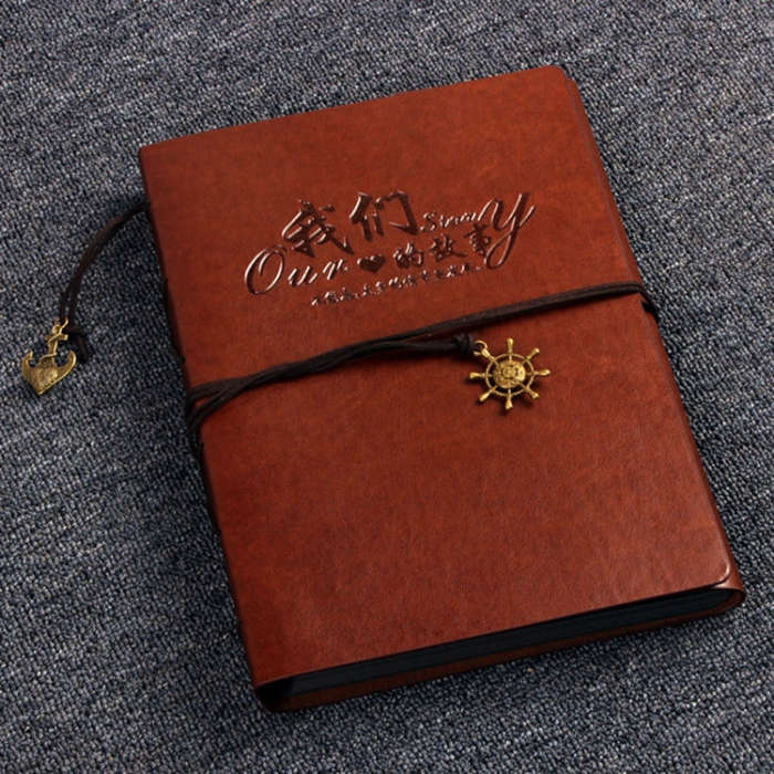 DIY Creativity Loose-leaf Type Retro Imitation Leather Lashing Children Growth Memorial Photo Alb...