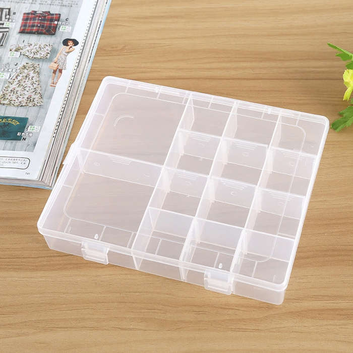 Plastic Organizer Container Storage Box 14 Slots Adjustable Divider Removable Grid Compartment fo...