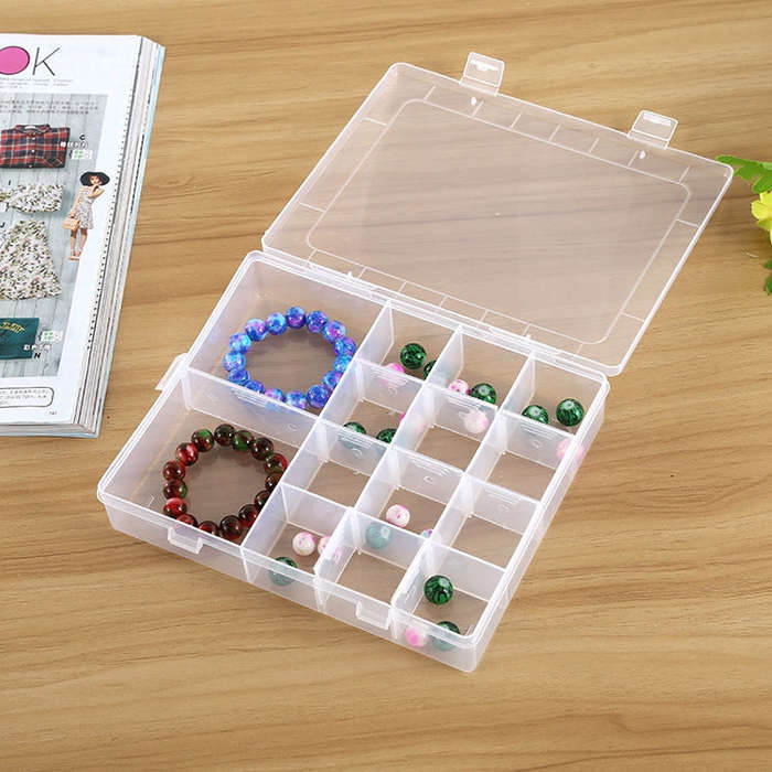 Plastic Organizer Container Storage Box 14 Slots Adjustable Divider Removable Grid Compartment fo...