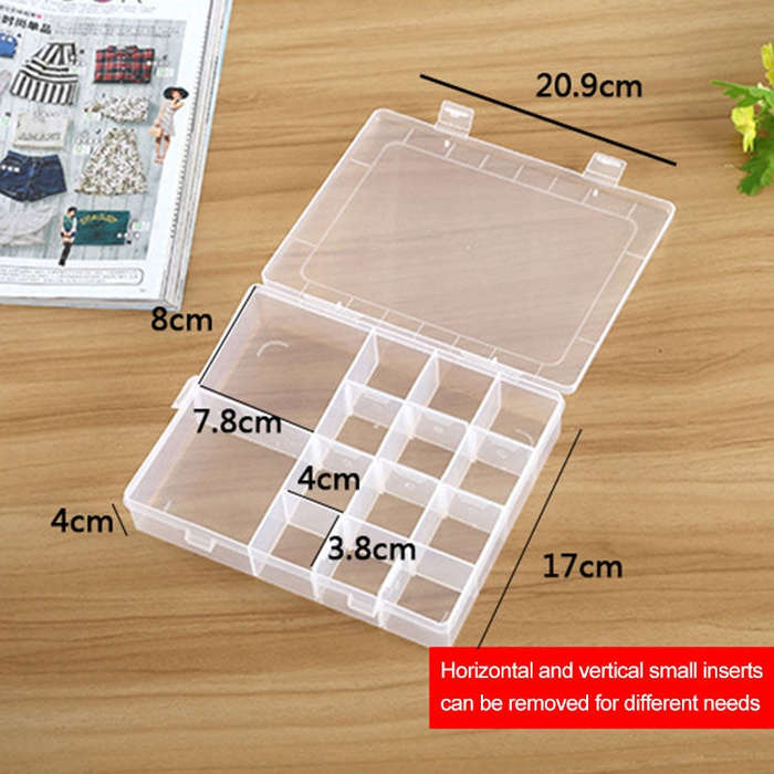 Plastic Organizer Container Storage Box 14 Slots Adjustable Divider Removable Grid Compartment fo...