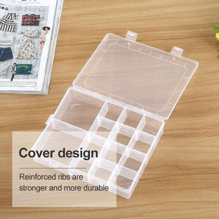 Plastic Organizer Container Storage Box 14 Slots Adjustable Divider Removable Grid Compartment fo...