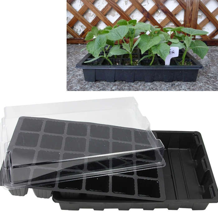 Seedling Tray Sprout Plate 24 Holes Nursery Pots Tray Lids Box For Gardening Bonsai Mini Greenhou...