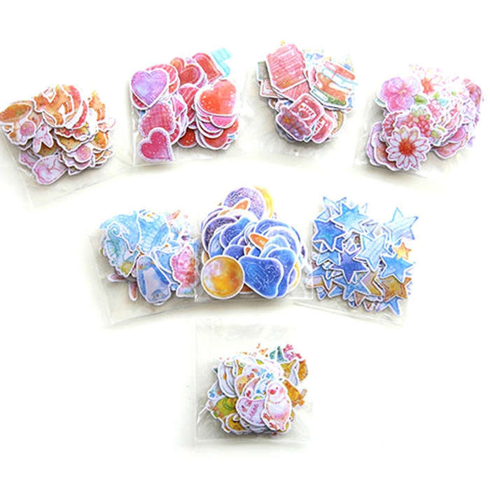 10 Packs Creative Waterproof PVC Sticker DIY Album Diary Watercolor Decorative Sticker, Random De...