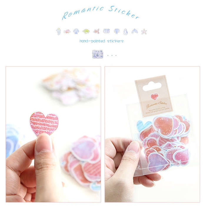 10 Packs Creative Waterproof PVC Sticker DIY Album Diary Watercolor Decorative Sticker, Random De...