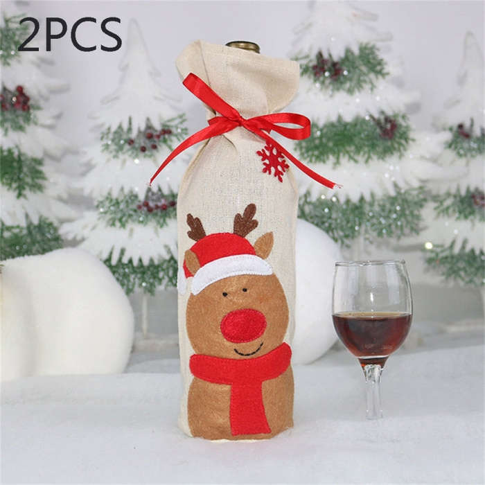 2 PCS CX20215 Snowman Pattern Wine Bottle Bag Christmas Decoration, HC4910A, HC4910B, HC4910C