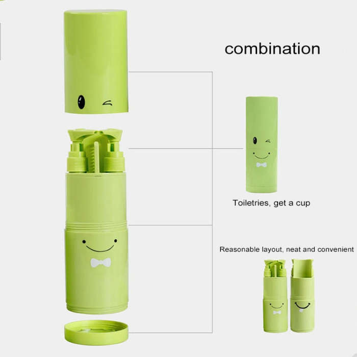 Creative 7 in 1 Portable Gargle Cup Shampoo Sub-Bottle Towel Toothbrush Comb Make-up Mirror Trave...