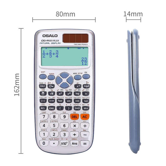 OSALO OS-991ES PLUS 10+2 Digits Multi-functional Student Function Scientific Calculator Solar Ene...