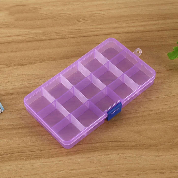 Removable Grid Plastic 15 Slots Box Organizer for Jewelry Earring Fishing Hook Small Accessories,...