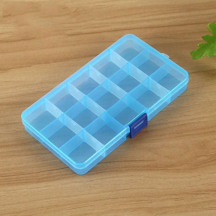 Removable Grid Plastic 15 Slots Box Organizer for Jewelry Earring Fishing Hook Small Accessories,...