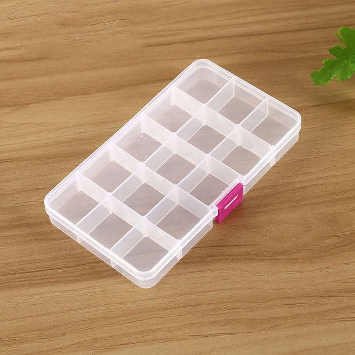 Removable Grid Plastic 15 Slots Box Organizer for Jewelry Earring Fishing Hook Small Accessories,...