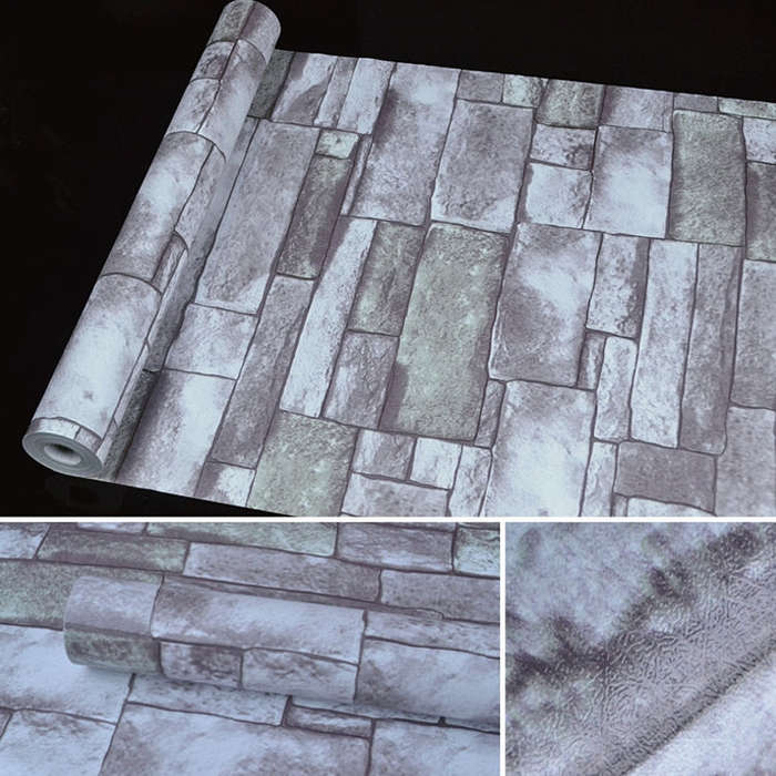 Qingshi Creative 3D Stone Brick Decoration Wallpaper Stickers Bedroom Living Room Wall Waterproof...