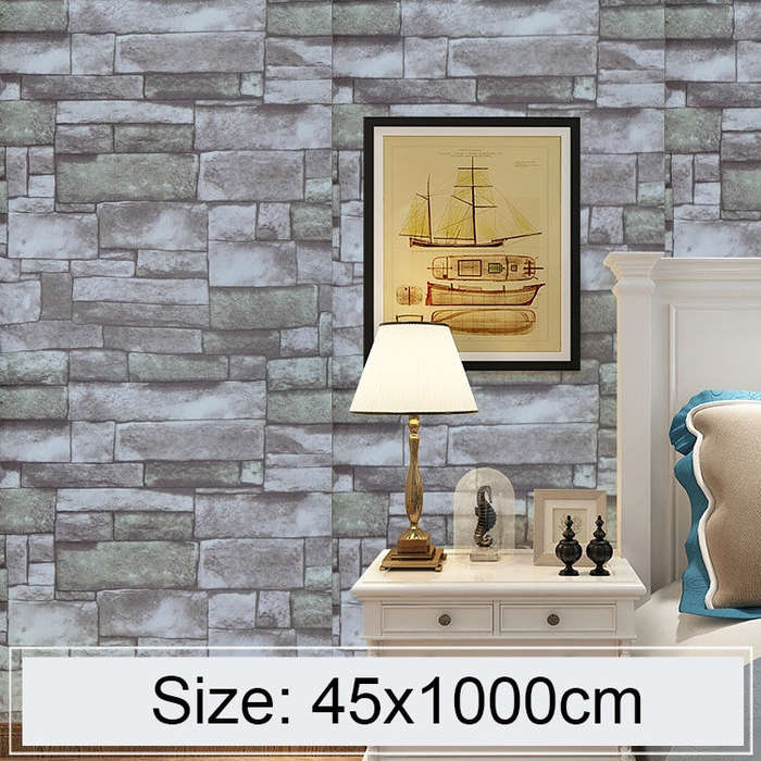 Qingshi Creative 3D Stone Brick Decoration Wallpaper Stickers Bedroom Living Room Wall Waterproof...