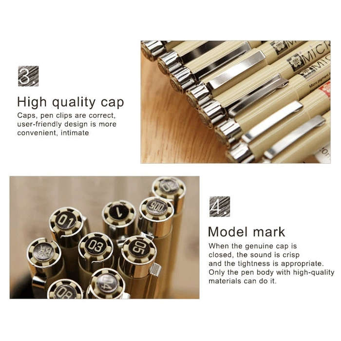 2 PCS Archival Pigment Ink Drawing Fineliner Pens Nib Manga Micron Pen, 0.45mm, 0.5mm, 0.25mm, 0....