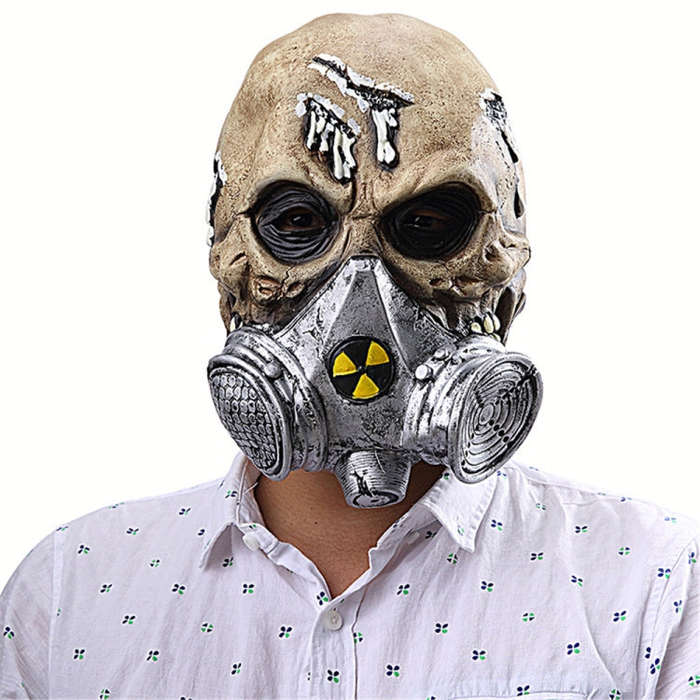 Halloween Festival Party Latex Biochemical Gas Mask Skeleton Frightened Mask Headgear, Biochemica...