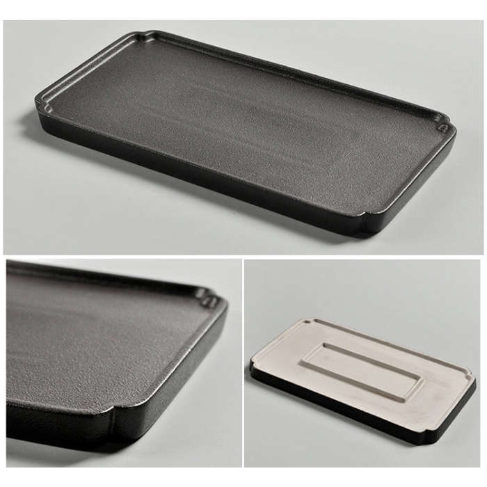 Portable Travel Ceramics Loop Handle Pot Teapot Teacup Set with Tea Tray, with Tea Tray (Black), ...