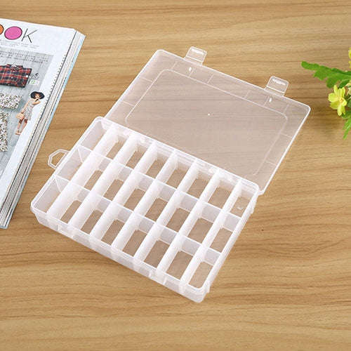 Plastic Removable Grid 24 Slots Box Organizer Storage Container for Jewelry Earring, 24 Slots