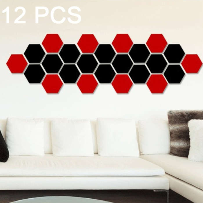 12 PCS 3D Hexagonal Mirror Wall Stickers Set, Size: 10*10cm, Size: 10*10cm (Red), Size: 10*10cm (...