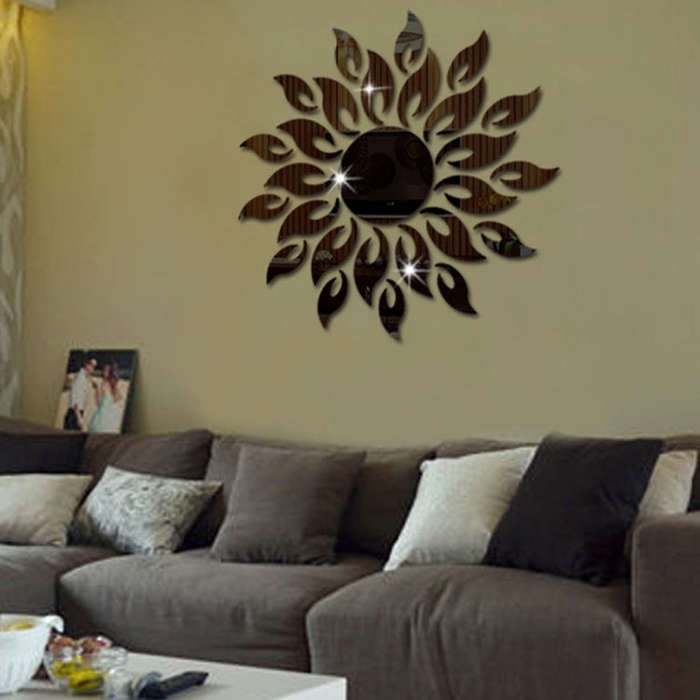 Sunflower Mirror Wall Sticker Bedroom Living Room Decoration Wall Stickers, Sunflower Black, Sunf...