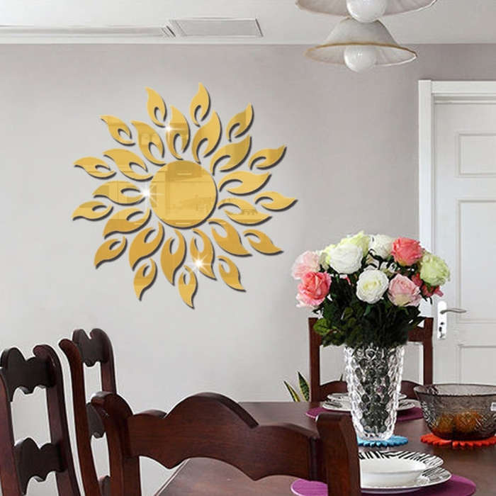 Sunflower Mirror Wall Sticker Bedroom Living Room Decoration Wall Stickers, Sunflower Black, Sunf...