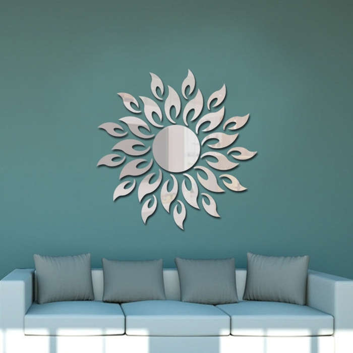 Sunflower Mirror Wall Sticker Bedroom Living Room Decoration Wall Stickers, Sunflower Black, Sunf...