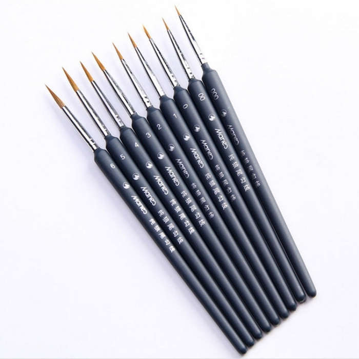 9 in 1 Art Supplies Weasel Hair Brush Watercolor Hook Line Brush Depict the Edge Pen Oil Painting...